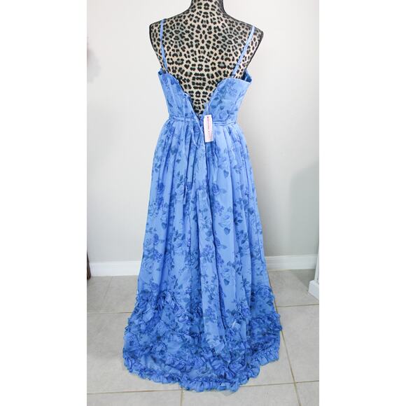 NWT Size 10 Blue Floral Burnout Fairy Wedding Dress Corset Back Boho Elopement - Picture 5 of 7